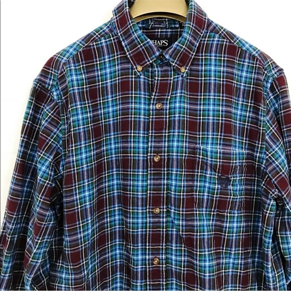 Chaps Other - Chaps Shirt Plaid Brushed Flannel Buttons